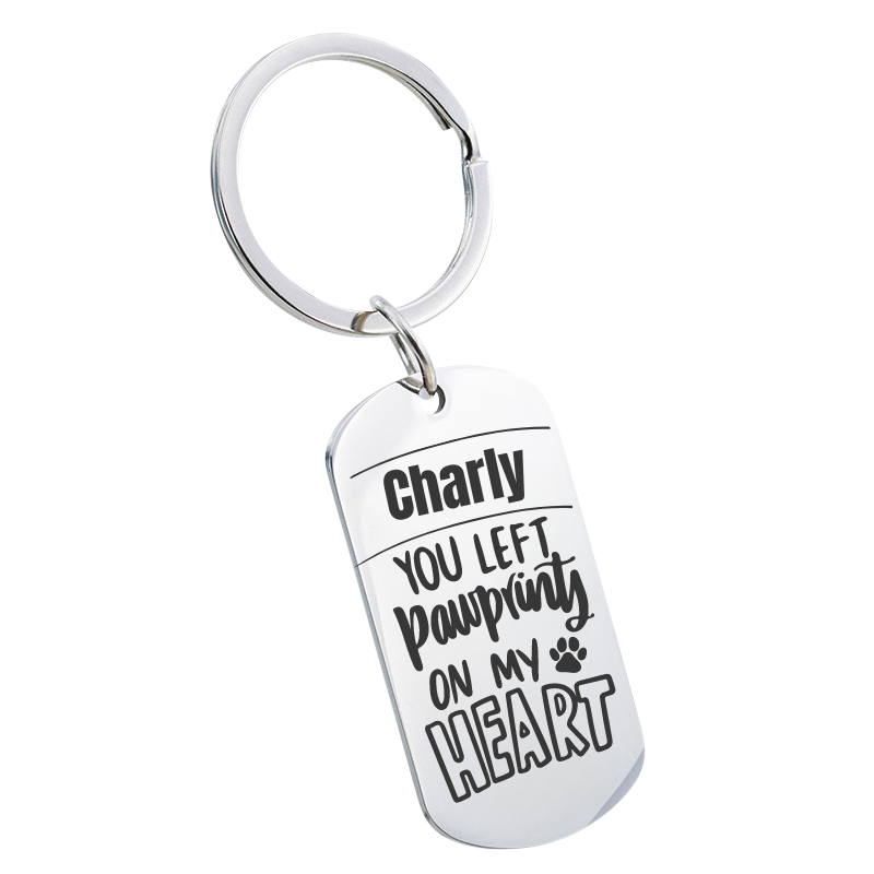 Personalised Dog Memorial Military Keyring - Engraved with Heartfelt Text & Pet's Photo