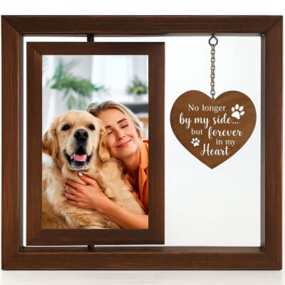 Wooden Dog Memorial Photo Frame – 360° Rotating...