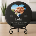 Personalised Round Slate Dog Memorial Plaque – Pet Memorial Gift with Photo, Engraved Name, Dates & Tribute