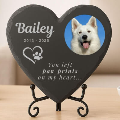 Personalised Heart Slate Dog Memorial Plaque –...