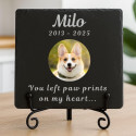Personalised Square Slate Dog Memorial Plaque – Pet Memorial Gift with Photo, Engraved Name, Dates & Tribute