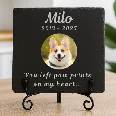 Personalised Square Slate Dog Memorial Plaque –...