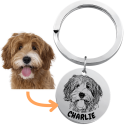 Personalised Dog Memorial Round Keyring - Engraved with Pet's Photo & Name