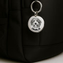 Personalised Dog Memorial Round Keyring - Engraved with Pet's Photo & Name