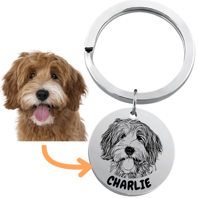 Personalised Dog Memorial Round Keyring -...