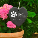 Personalised Heart Dog Grave Marker with Metal Hook Stake – Slate Pet Memorial Garden Plaque with Name, Dates & Tribute