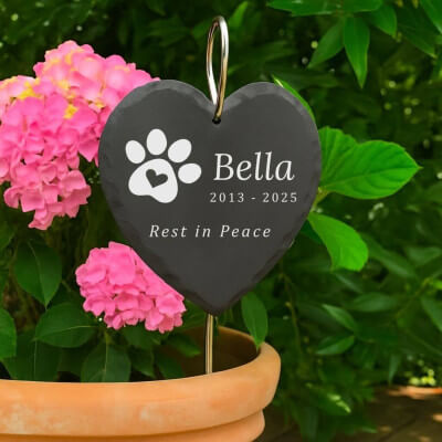 Personalised Heart Dog Grave Marker with Metal...