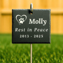Personalised Square Dog Grave Marker with Metal Hook Stake – Slate Pet Memorial Garden Plaque with Name, Dates & Tribute