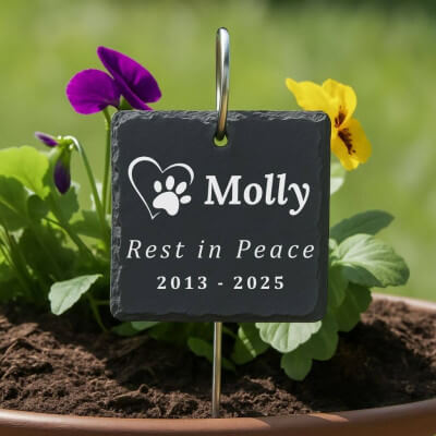 Personalised Square Dog Grave Marker with Metal...