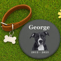 Personalised Round Dog Grave Marker with Photo – Slate Pet Memorial Garden Plaque with Name & Dates
