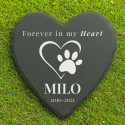 Personalised Heart Dog Grave Marker – Slate Pet Memorial Garden Plaque with Name, Dates & Tribute