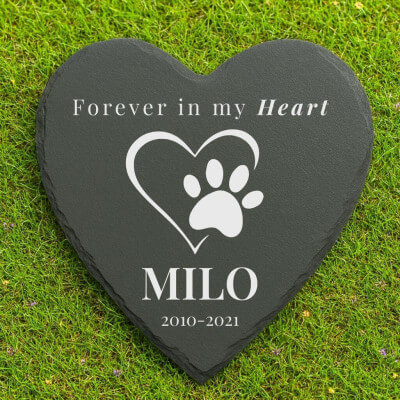 Personalised Heart Dog Grave Marker – Slate Pet...