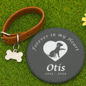 Personalised Round Dog Grave Marker – Slate Pet Memorial Garden Plaque with Name, Dates & Tribute
