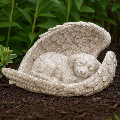 Angel Dog Memorial Stone – Weatherproof Resin...