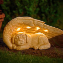 Angel Dog Memorial Stone with Solar LED Light – Weatherproof Resin Grave Marker for Dogs, Thoughtful Garden Tribute & Memorial Gift