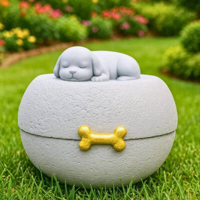 Outdoor Resin Dog Urn – Pet Cremation Urn for...