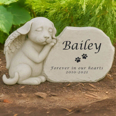 Personalised Dog Angel Memorial Headstone with...